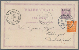 Island - Ganzsachen: 1903, 1 Gildi On 8 Aur Violet Postal Stationery Card With Additional Franking F - Interi Postali