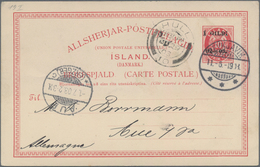 Island - Ganzsachen: 1903, 1 Gildi On 10 Aur Red Postal Stationery Overprint Postcard From Reykjavik - Ganzsachen