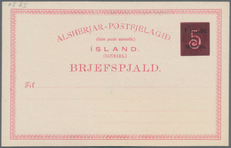 Island - Ganzsachen: 1919, 5 Aur On 10 Aur Carmine Overprint Postal Stationery Card With Additional - Entiers Postaux