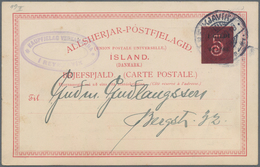 Island - Ganzsachen: 1919, 5 A On 10 A Carmine Overprint Postal Stationery Card With Additional Prin - Interi Postali