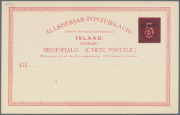 Island - Ganzsachen: 1919, 5 A. On 10 A. Stationery Card Unused With Two Different Types Of Overprin - Entiers Postaux