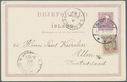 Island - Ganzsachen: 1903, 8 Aur Stationery Card Uprated With "1 GILDI" On 6 Aur Sent, Without Text - Interi Postali