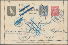 Island - Ganzsachen: 1907 Letter Card KCIX. 10a. Red Sent From Reykjavik To Berlin Germany By S.M.S. - Ganzsachen