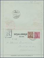 Island - Ganzsachen: 1923 Postal Stationery Letter Card 20a. Used Registered From Reykjavik To Berli - Entiers Postaux