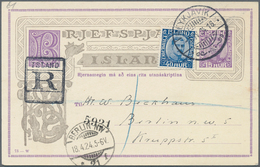 Island - Ganzsachen: 1924, 15 Aur Stationery Card Uprated With 40 Aur Christian X. Sent Registered W - Interi Postali