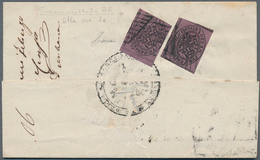 Italien - Altitalienische Staaten: Kirchenstaat: 1852, 2 X 1/2 Baj Black On Deep Violet, Each Stamp - Kerkelijke Staten