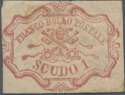 Italien - Altitalienische Staaten: Kirchenstaat: 1852, 1 Scudo Rose-red Unused With Original Gum And - Stato Pontificio