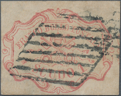 Italien - Altitalienische Staaten: Kirchenstaat: 1852, 1 Scudo Rose-red Cancelled With Grid Postmark - Etats Pontificaux