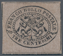 Italien - Altitalienische Staaten: Kirchenstaat: 1867, 3 Cent. Rose-grey,mint, Fresh, Sigend Georg B - Kirchenstaaten