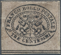Italien - Altitalienische Staaten: Kirchenstaat: 1867, 3 C. Greyish Rose, Good To Wide Margins, A Li - Etats Pontificaux