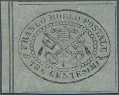 Italien - Altitalienische Staaten: Kirchenstaat: 1867, 3 C Bluish-grey, Mint, Good Margins. Signed. - Etats Pontificaux