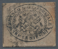 Italien - Altitalienische Staaten: Kirchenstaat: 1867, 3 C Black On Redish-gray Cancelled With Dot S - Kirchenstaaten