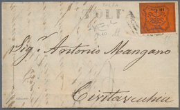 Italien - Altitalienische Staaten: Kirchenstaat: 859, 10 C Black And Red On Folded Letter Tied By Rh - Kerkelijke Staten