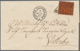 Italien - Altitalienische Staaten: Kirchenstaat: 1869. 10 C Black On Vermillion, Tied By Papal Grill - Kerkelijke Staten