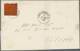 Italien - Altitalienische Staaten: Kirchenstaat: 1869. 10 C Black On Vermillion, Tied By Doubble Cir - Papal States