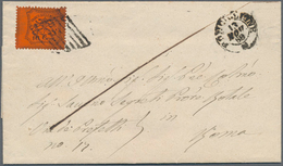 Italien - Altitalienische Staaten: Kirchenstaat: 1868, 10 Cent. Black On Orange Vermilion Tied By Rh - Etats Pontificaux