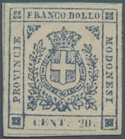 Italien - Altitalienische Staaten: Modena: 1859, 20 Cent. Blue Violet Mint Never Hinged, Stamp With - Modena