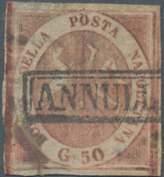 Italien - Altitalienische Staaten: Neapel: 1858, 50 Gr Brownish Rose Cancelled With Frame Postmark, - Napels