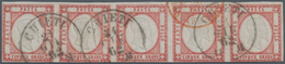 Italien - Altitalienische Staaten: Neapel: 1861, 5 Grana Red-carmine In Horizontal Stripe Of Four Ca - Neapel