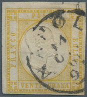 Italien - Altitalienische Staaten: Neapel: 1861, 20 Grana Yellow Cancelled With Circle Stamp Napoli, - Naples