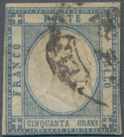 Italien - Altitalienische Staaten: Neapel: 1861, 50 Gr Light Blue Grey Cancelled, The Item Is Down T - Neapel