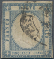 Italien - Altitalienische Staaten: Neapel: 1861, 50 Gr Light Blue Grey Cancelled, The Item Is Down T - Napoli