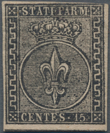 Italien - Altitalienische Staaten: Parma: 1852, 15 C Black On Rose Unused With A Rest Of Hinge, All - Parme