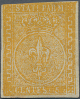 Italien - Altitalienische Staaten: Parma: 1853, 5 Cent. Yellow-orange Mint With Original Gum, All Si - Parme