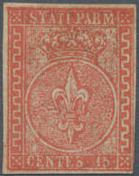 Italien - Altitalienische Staaten: Parma: 1853, 15 C Vermiglion, Full Margins At Three Sides, Minor - Parme
