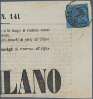 Italien - Altitalienische Staaten: Parma - Zeitungsstempelmarken: 1853, 9 C Black On Blue On A Small - Parme