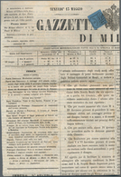 Italien - Altitalienische Staaten: Parma - Zeitungsstempelmarken: 1853, 9c. Blue, Deep Colour, Left - Parme