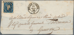 Italien - Altitalienische Staaten: Sardinien: 1851, 20 C. Light Blue Tied By Rhombe Cancel On Letter - Sardinia