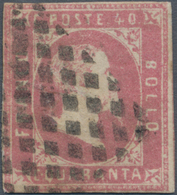 Italien - Altitalienische Staaten: Sardinien: 1851, 40 Cent. Carmine Rose, Narrow Margins At Three S - Sardinië