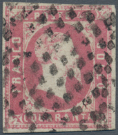 Italien - Altitalienische Staaten: Sardinien: 1851: 40 Cent. Carmine Rose Cancelled By Mute Rhombes, - Sardinien