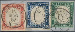 Italien - Altitalienische Staaten: Sardinien: 1855/1857: IV Emission. 5 C Green, 20 C Blue And 40 C - Sardinien