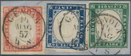 Italien - Altitalienische Staaten: Sardinien: 1855/1857: IV Emission. 5 C Green, 20 C Blue And 40 C - Sardinia