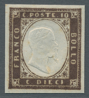 Italien - Altitalienische Staaten: Sardinien: 1858, 10 Centesimi Bruno Cioccolato Scuro, 10c. Dark C - Sardinië