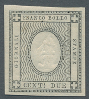 Italien - Altitalienische Staaten: Sardinien: 1861, 2 Centesimi Grigio Nero, Errore Cifra A Relievo - Sardinië