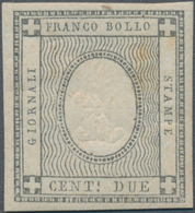 Italien - Altitalienische Staaten: Sardinien: 1861, 2 Cents Black Grey, Embossed Digit Error "1" Ins - Sardinië