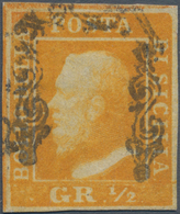 Italien - Altitalienische Staaten: Sizilien: 1859. 1/2 Grano Orange, Cancelled By Typical "doorframe - Sicilië