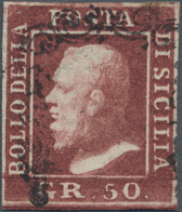 Italien - Altitalienische Staaten: Sizilien: 1859. 50 Gr. Reddish Brown, Faults, Cancelled By Typica - Sizilien