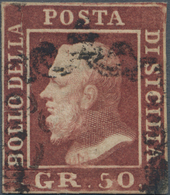 Italien - Altitalienische Staaten: Sizilien: 1859. 50 Gr. Reddish Brown, Good Margins, Cancelled By - Sicily