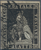 Italien - Altitalienische Staaten: Toscana: 1851, 1 Qu Black Tied By Double Circle Cancel, Three Sid - Toscana