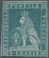 Italien - Altitalienische Staaten: Toscana: 1851. 2 Cr Blue, Unused And Regummed, Certificate Chiava - Toscana