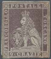 Italien - Altitalienische Staaten: Toscana: 1851. 9 Cr Light Violet Brown On Greyish Paper, Mint Wit - Toskana