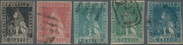 Italien - Altitalienische Staaten: Toscana: 1857, Five Stamps Set 1 Q. Black To 6 Cr. Blue, A Fresh - Toscane