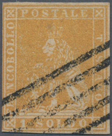 Italien - Altitalienische Staaten: Toscana: 1857. 1 Soldo Ocre, Cancelled By Mute Five Bars Killer. - Tuscany