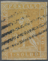 Italien - Altitalienische Staaten: Toscana: 1857. 1 Soldo Ocre, Cancelled By Mute Five Bars Killer. - Tuscany