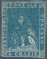 Italien - Altitalienische Staaten: Toscana: 1857. 6 Cr Light Blue, Fresh Color, Touched Margins On T - Toskana