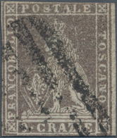 Italien - Altitalienische Staaten: Toscana: 1859. 9 Cr Brown, Cancelled By Mute Bar Killer, Cut In A - Toskana